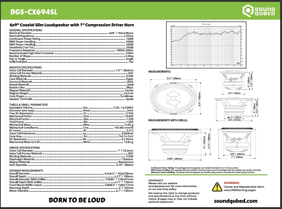 BGS- CX694SL Coaxial SLim Loudspeaker with 1" Compression Driver
