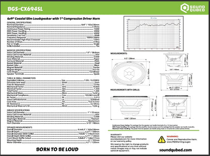 BGS- CX694SL Coaxial SLim Loudspeaker with 1" Compression Driver